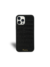 Load image into Gallery viewer, Black Croc iPhone 12 Pro Max Case
